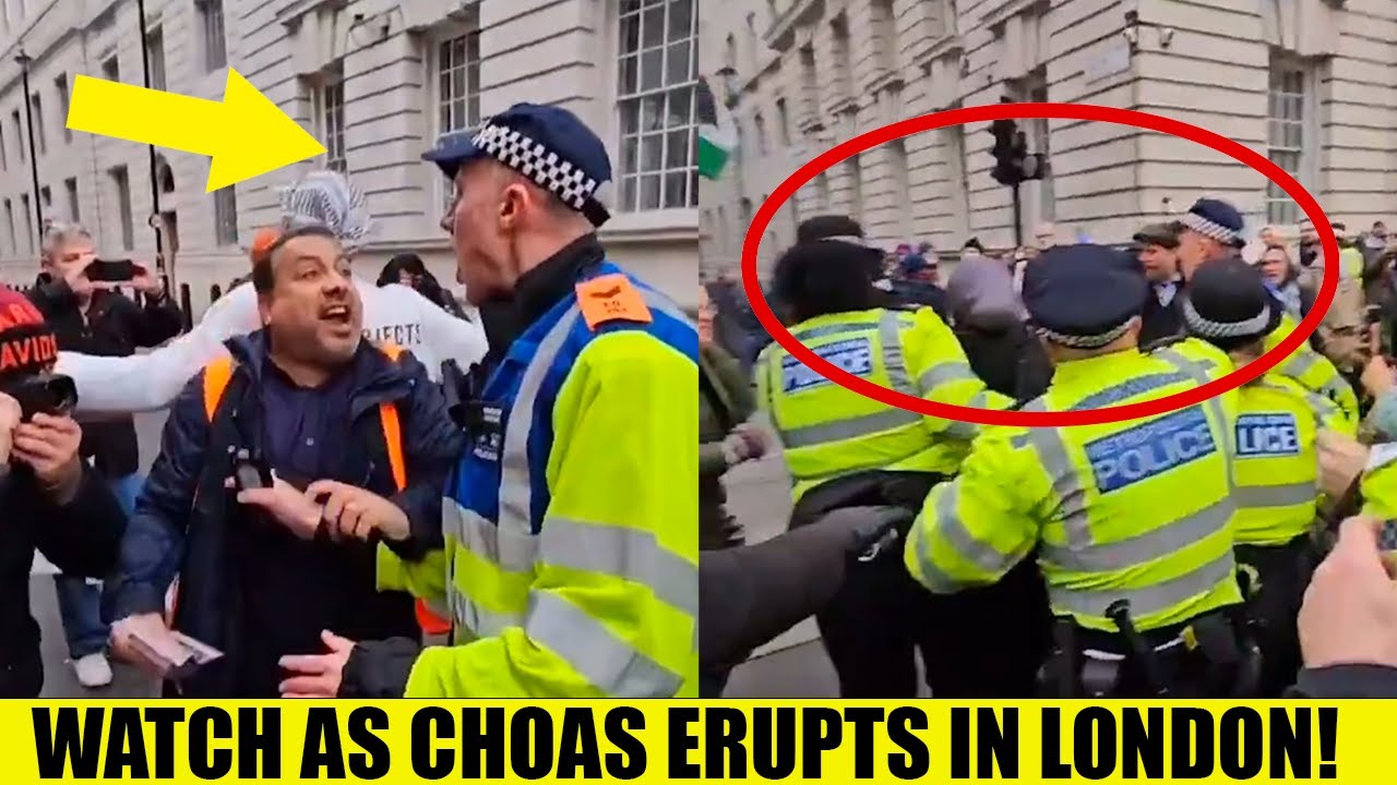 Watch As CHAOS Erupts In London As Pro Palestine Protest FIGHT With Police!