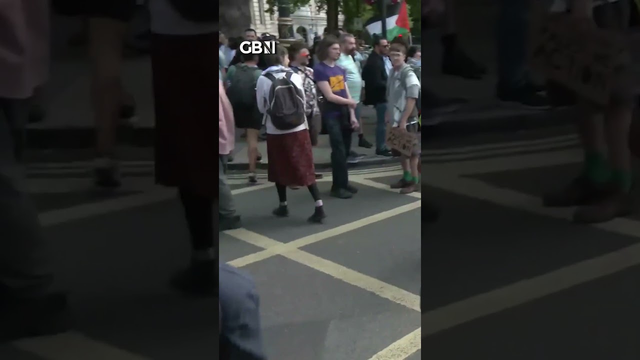 WATCH: This is the moment GB News camera crew are confronted by Palestine Action activists